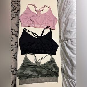 PINK Victoria's Secret Racerback sports bras- Pink, Black & Camo bundle